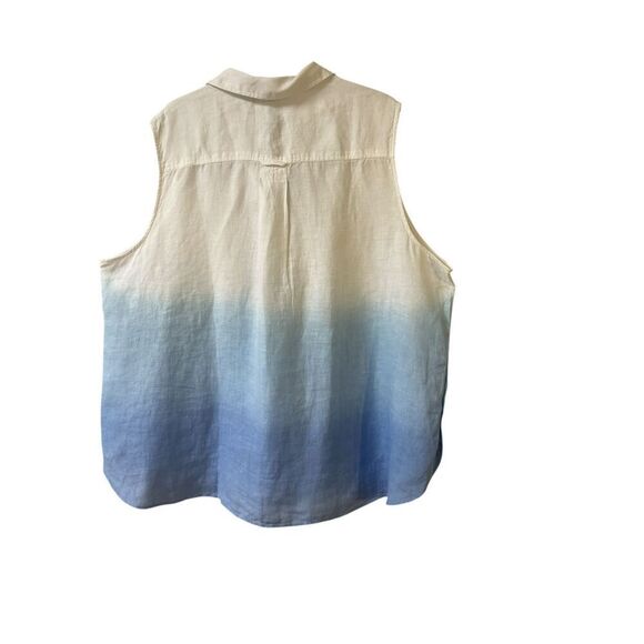 Talbots sleeveless sude button linen popover dip dye sz 3X petite NWT - Picture 2 of 3